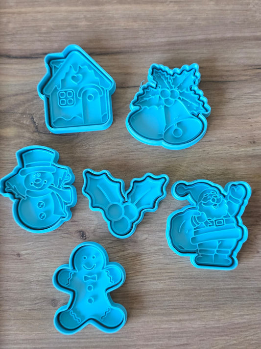 Festive Christmas Cookie Clay Cutter set of 6